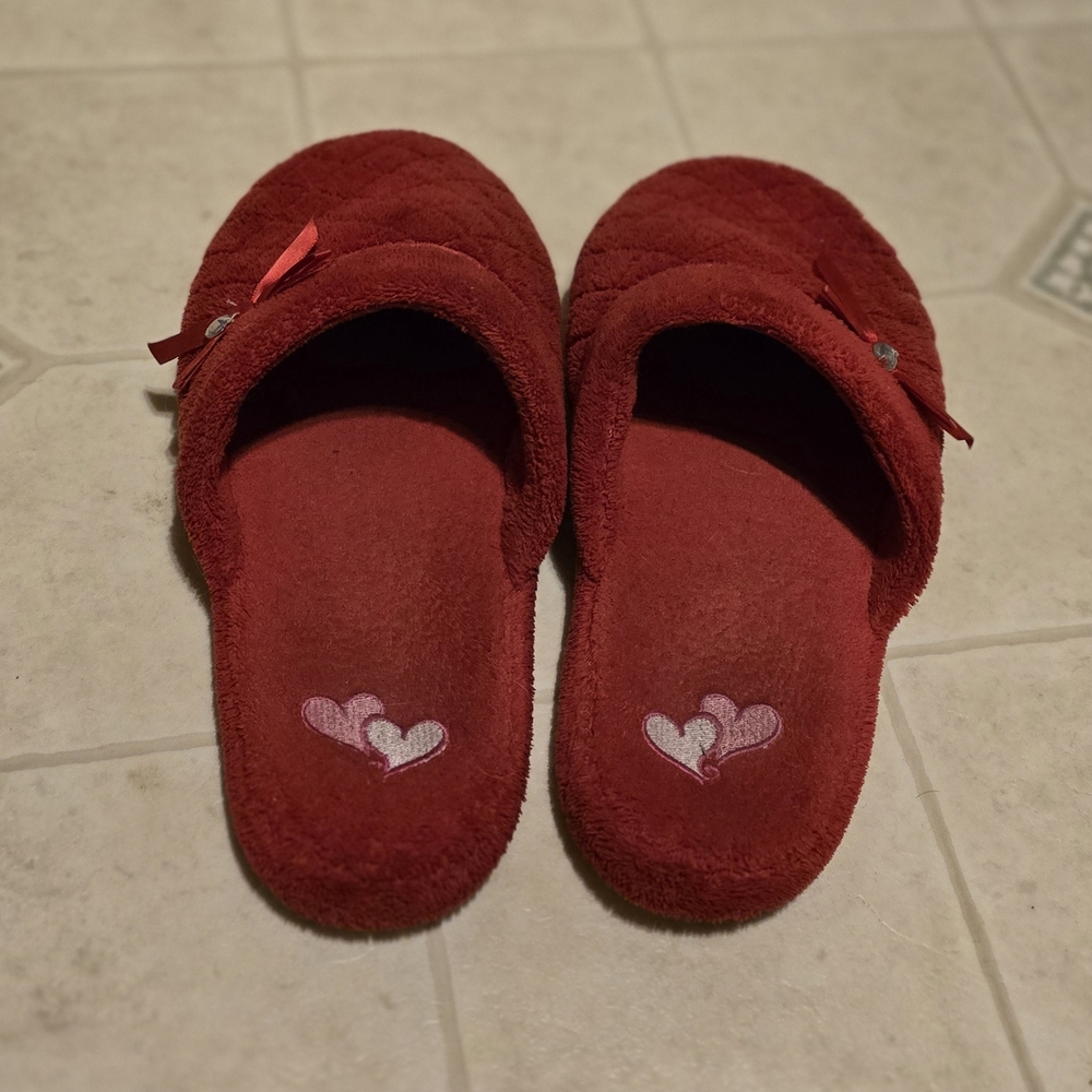 Women's Plush Red Slippers - Picture 4 of 5
